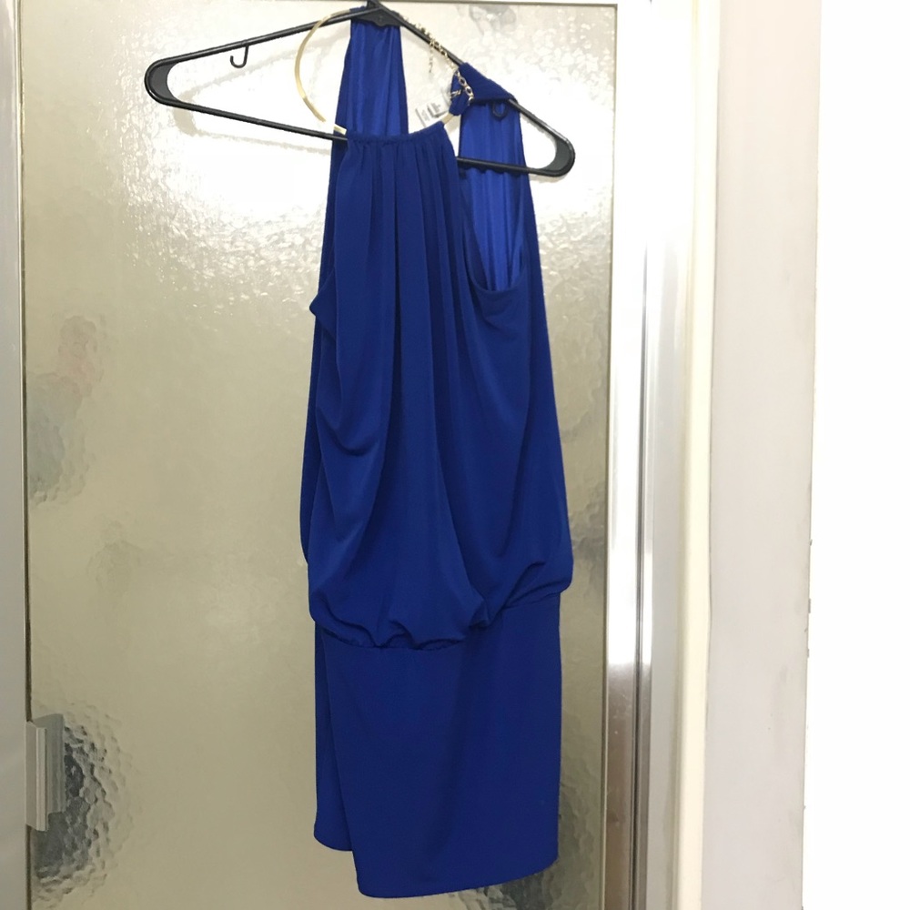 Cache Blue mini dress with built in choker